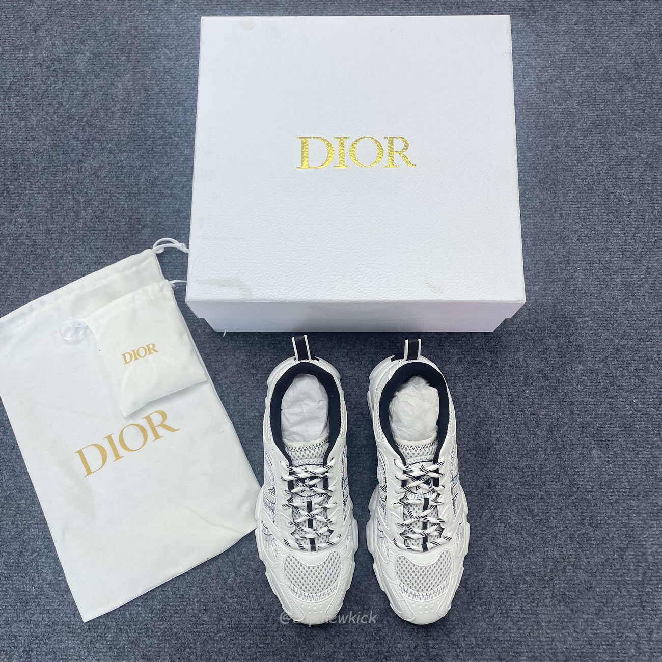 Dior Chrono Sneaker Mesh With White Black 19w White (3) - newkick.vip